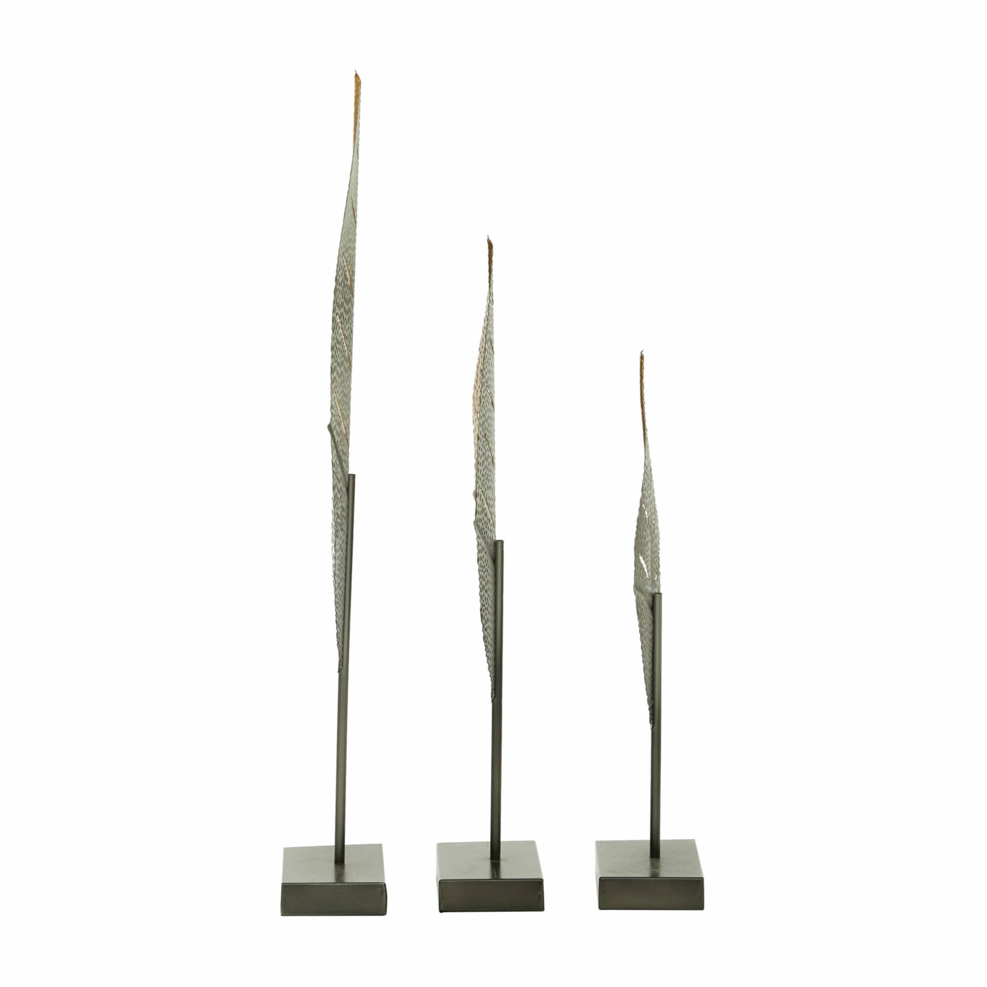 Gold Metal Contemporary Leaf Sculpture Set